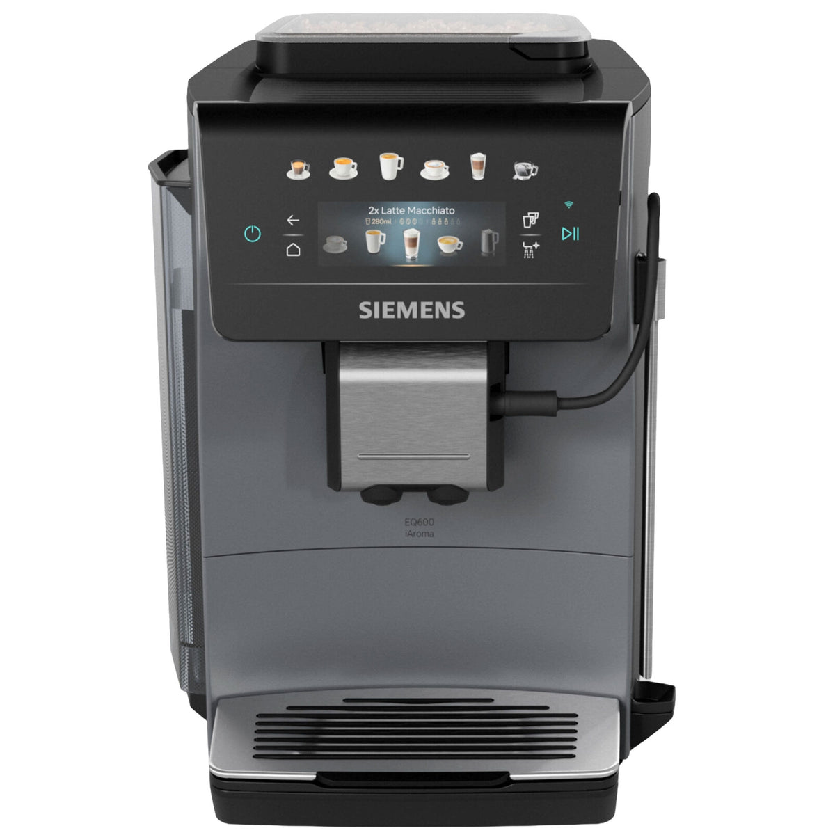 Siemens EQ600 iAroma TP603E07 fuldautomatisk espressomaskine i inox og sølv metallic
