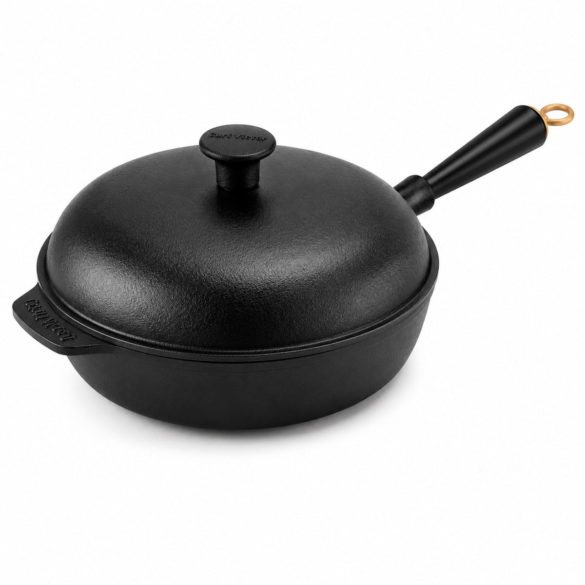 Carl Victor Gold traktørpande med støbejernslåg, 28 cm