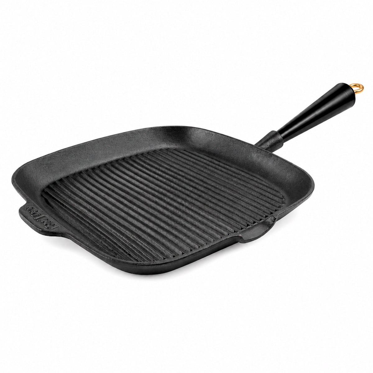 Carl Victor Gold grillpande i støbejern med rillet stegeflade, 28 × 28 cm