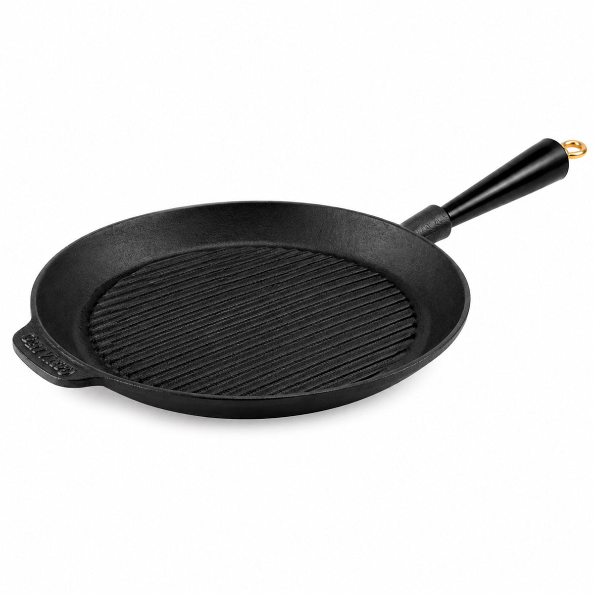 Carl Victor Gold grillpande i støbejern, 28 cm, med rillet stegeflade