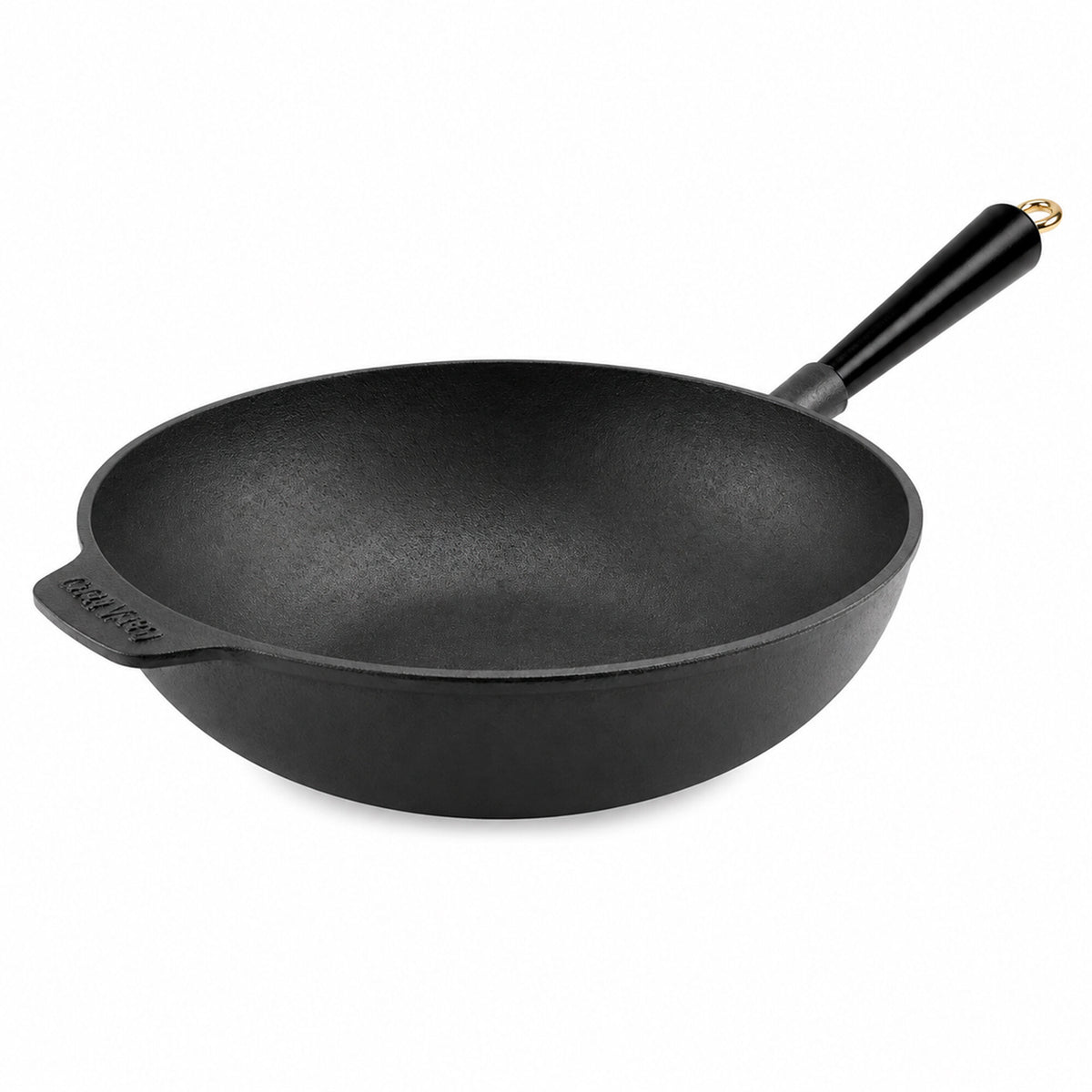 Carl Victor Gold wokpande i støbejern, 30 cm
