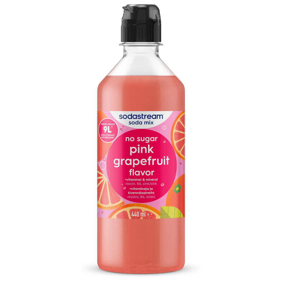 Sodastream Pink Grapefruit smagskoncentrat i flaske på 440 ml