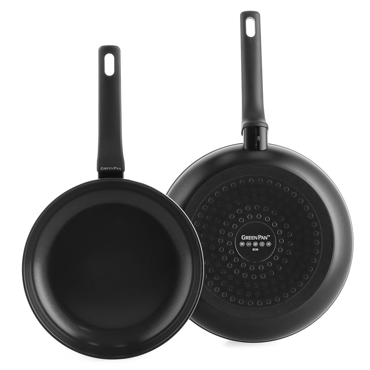 Greenpan Essence stegepandesæt i sort med to pander på 24 og 28 cm