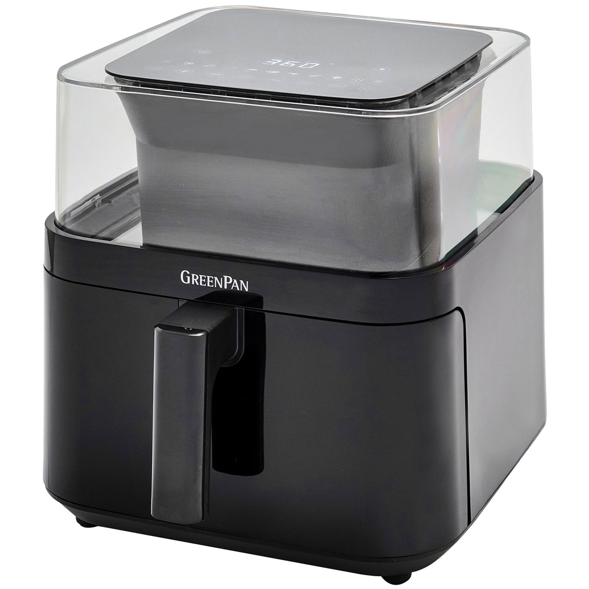Sort GreenPan Vision airfryer på 7 liter med gennemsigtigt vindue