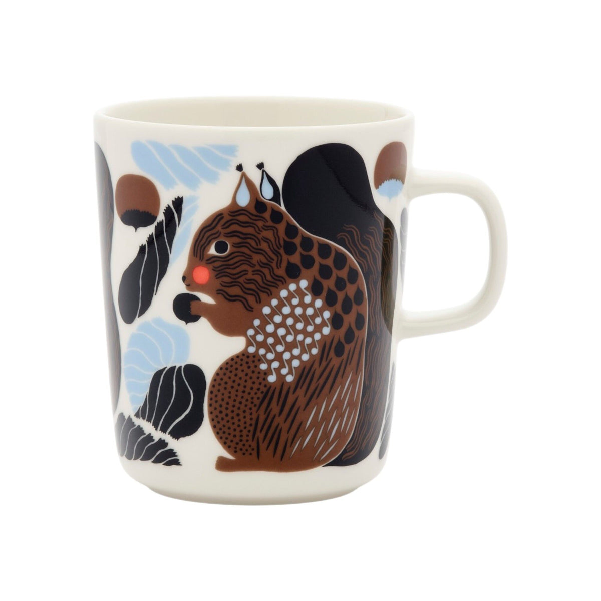 Marimekko Kurre krus 2,5 dl med mønster i hvid, brun, sort og lyseblå