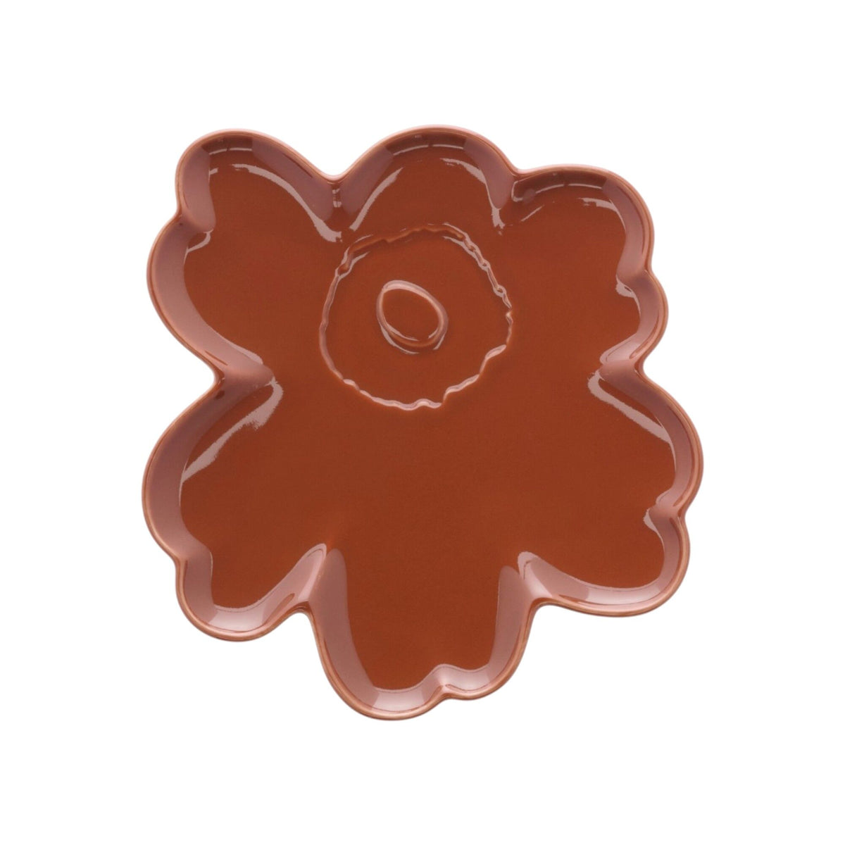 Kastanjebrun Marimekko Unikko assiet i stengods, 20 cm