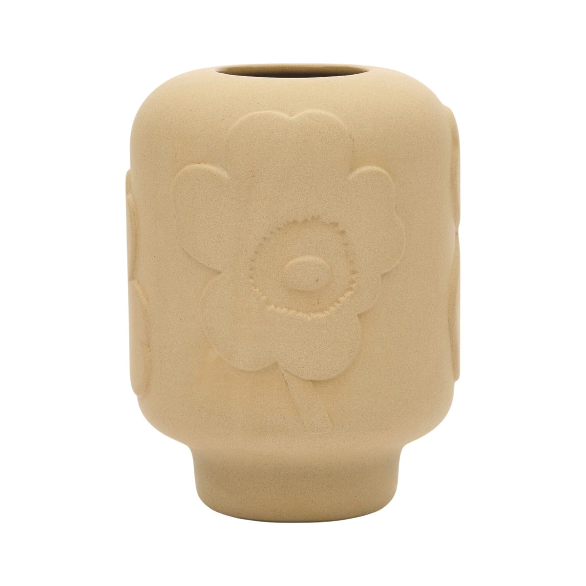 Marimekko Unikko vase på 18 cm i sandsten med mønster i relief