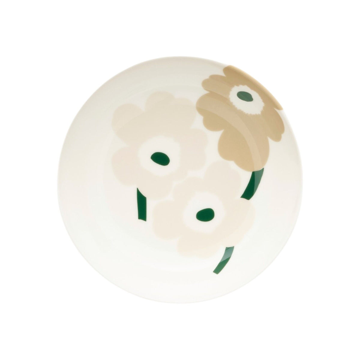Marimekko Unikko skål, 16 cm, med valmuemønster i beige, hvid, sand og mørkegrøn