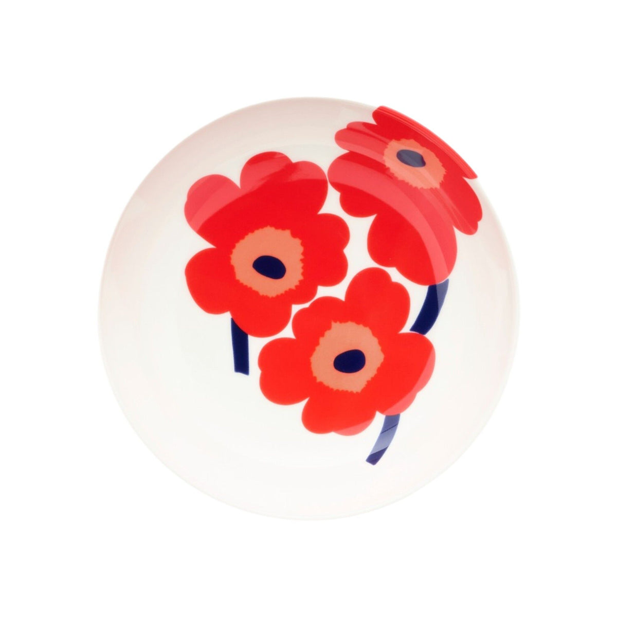 Marimekko Unikko skål på 16 cm med blomstermønster i hvid, rød og blå