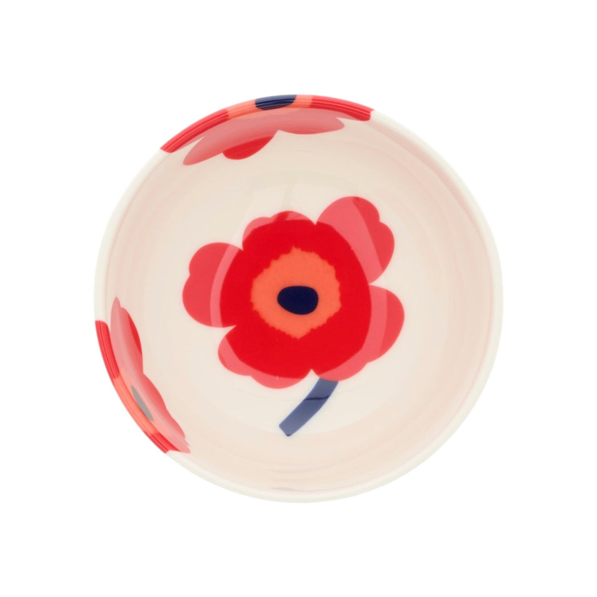 Marimekko Oiva Unikko skål i hvid, rød og blå, 3 dl