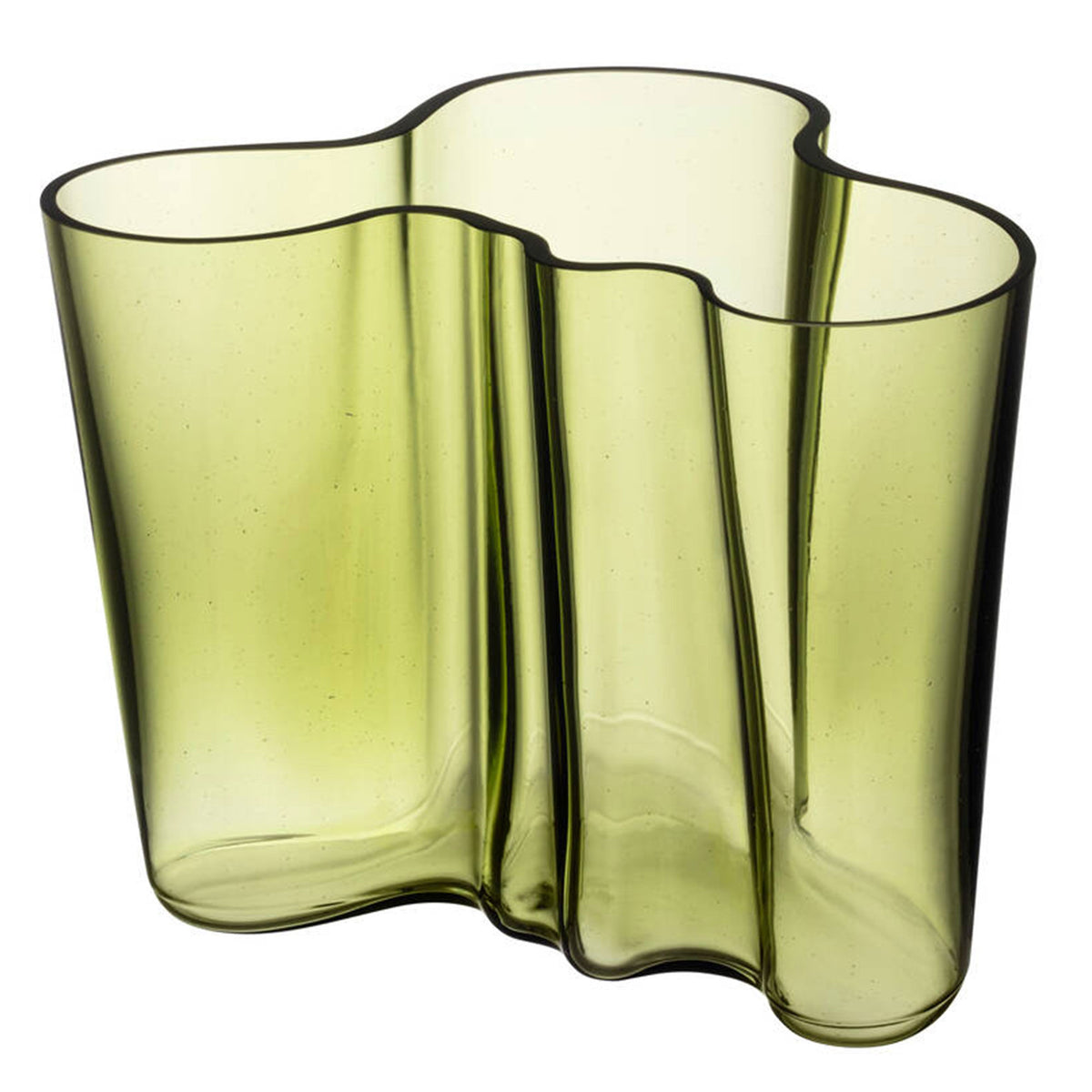 Iittala Aalto vase i grønt mundblæst glas, 16 cm, med bølgende form