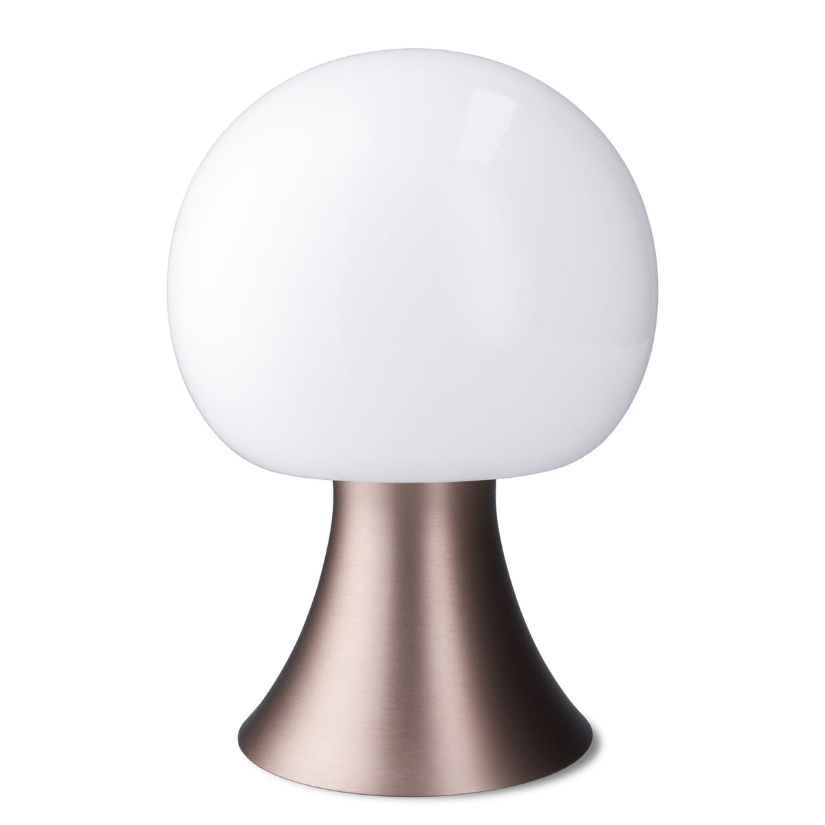 Holmegaard Noor bærbar LED-bordlampe i mundblæst opalglas med brun base, 23 cm
