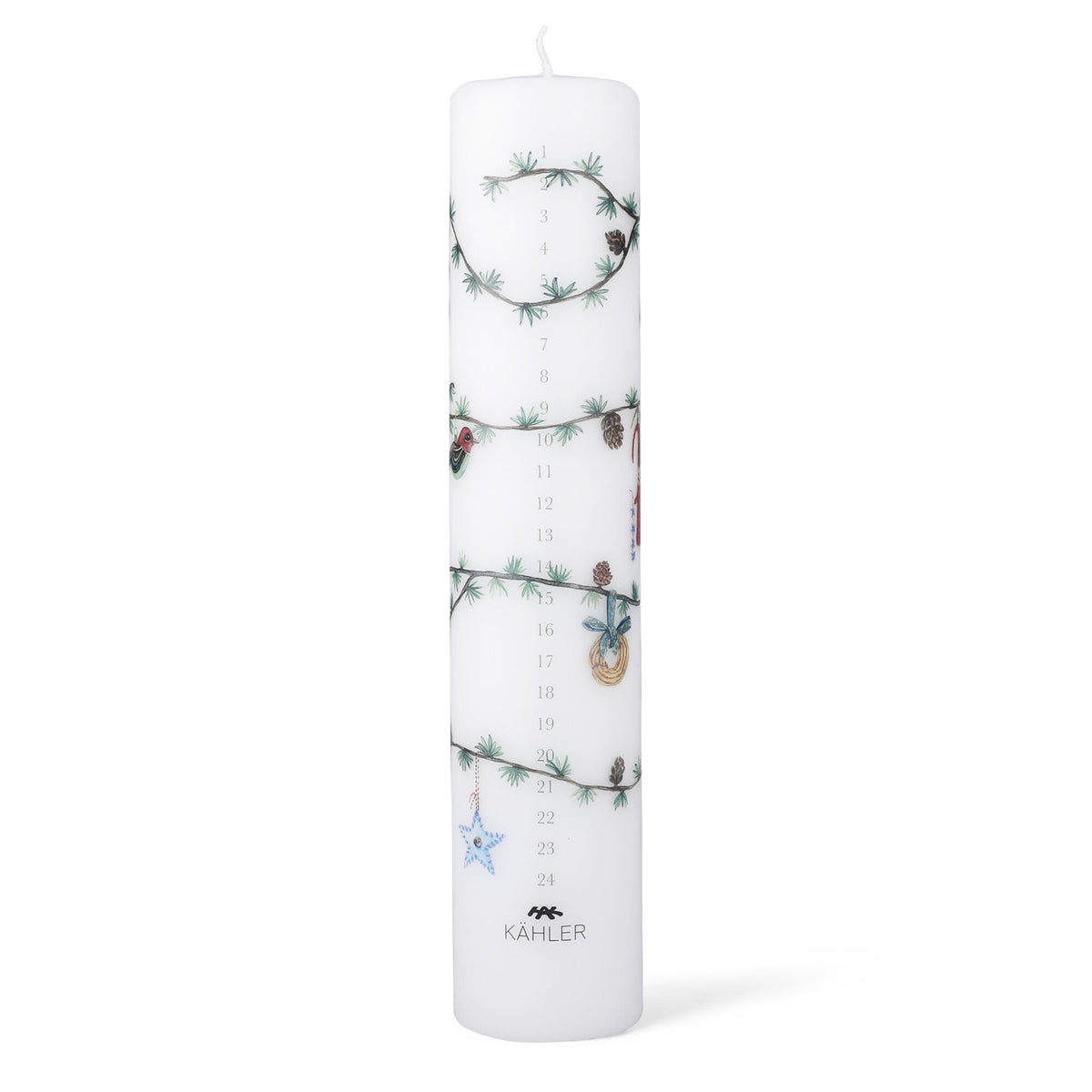 Kähler Hammershøi Christmas kalenderlys 2026 med juleillustrationer, 25 cm