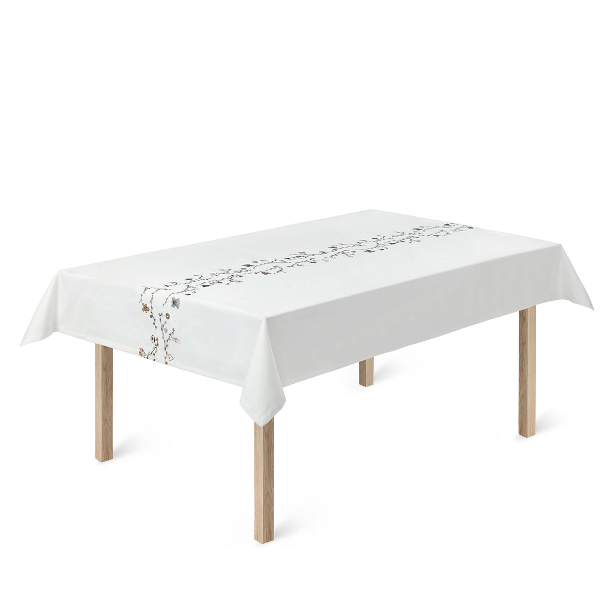 Hvid bomuldsdug fra Kähler Hammershøi Christmas med julemotiver, 150 × 270 cm