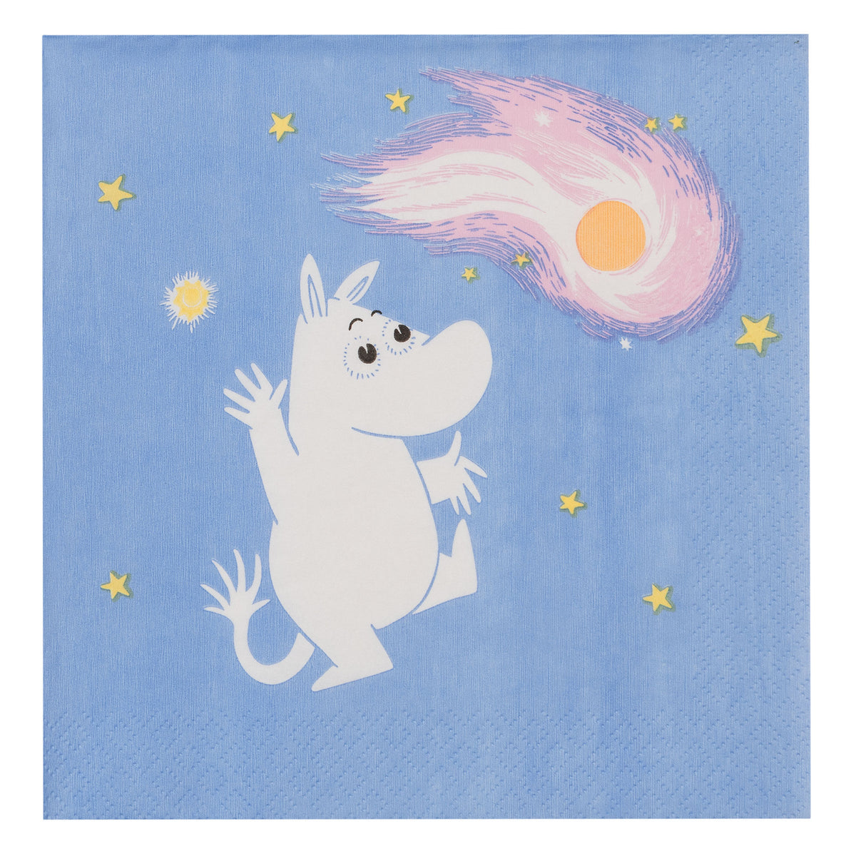 Blå papirserviet fra Moomin Arabia med Rumeventyr-motiv, 33 cm