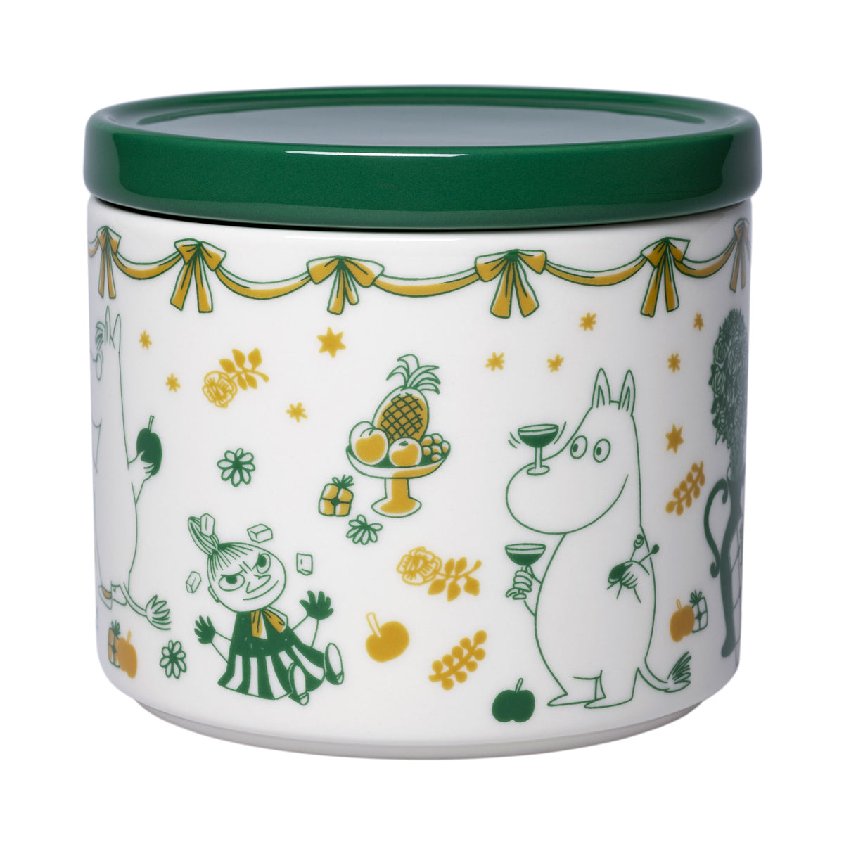 Hvid porcelænskrukke med låg og Mumi-motiv fra Moomin Arabia, 0,7 liter