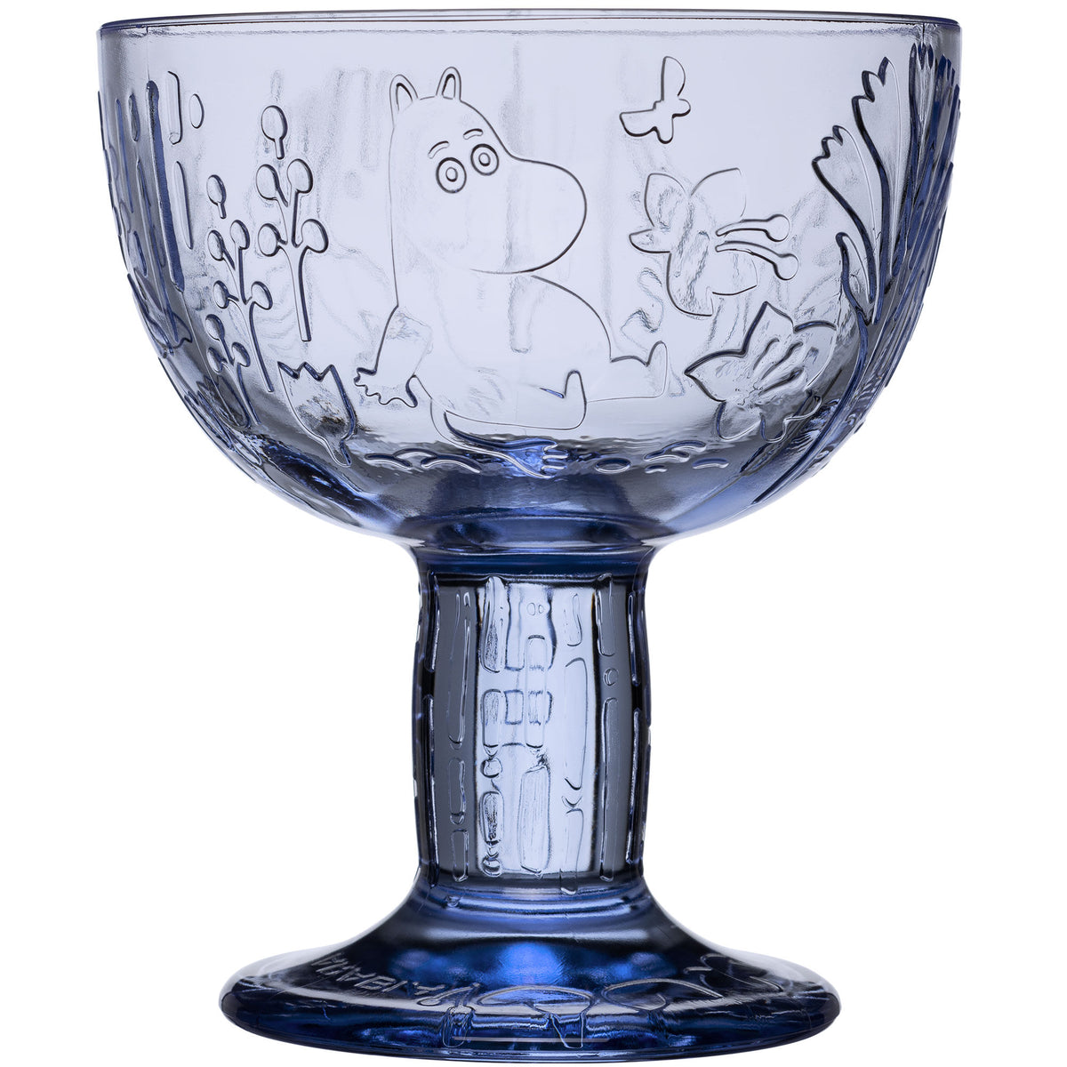 Moomin Arabia skål 14 cm i aqua med reliefpræget Mumitrold og naturmotiver