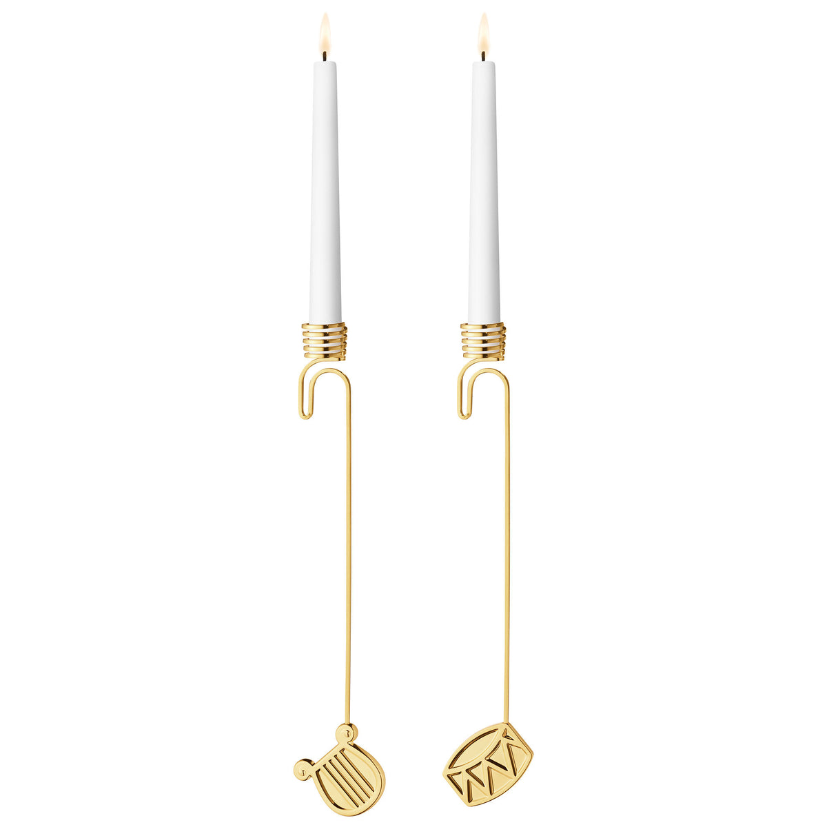 Sæt med guldfarvede Georg Jensen Classic Christmas 2026 lysestager til juletræet