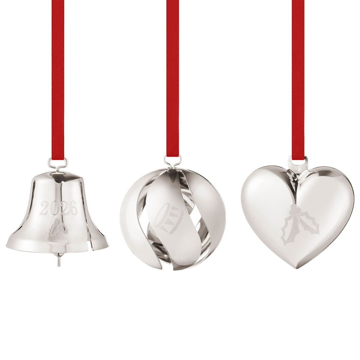 Georg Jensen Classic Christmas 2026 pyntesæt med tre ophæng i palladium