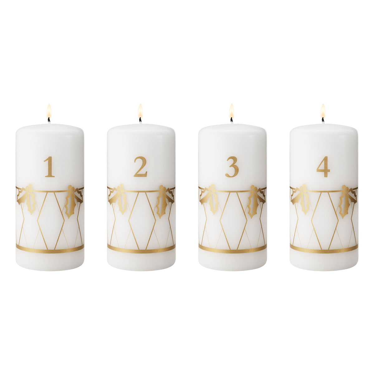 Fire guldfarvede adventslys fra Georg Jensen Classic Christmas 2026