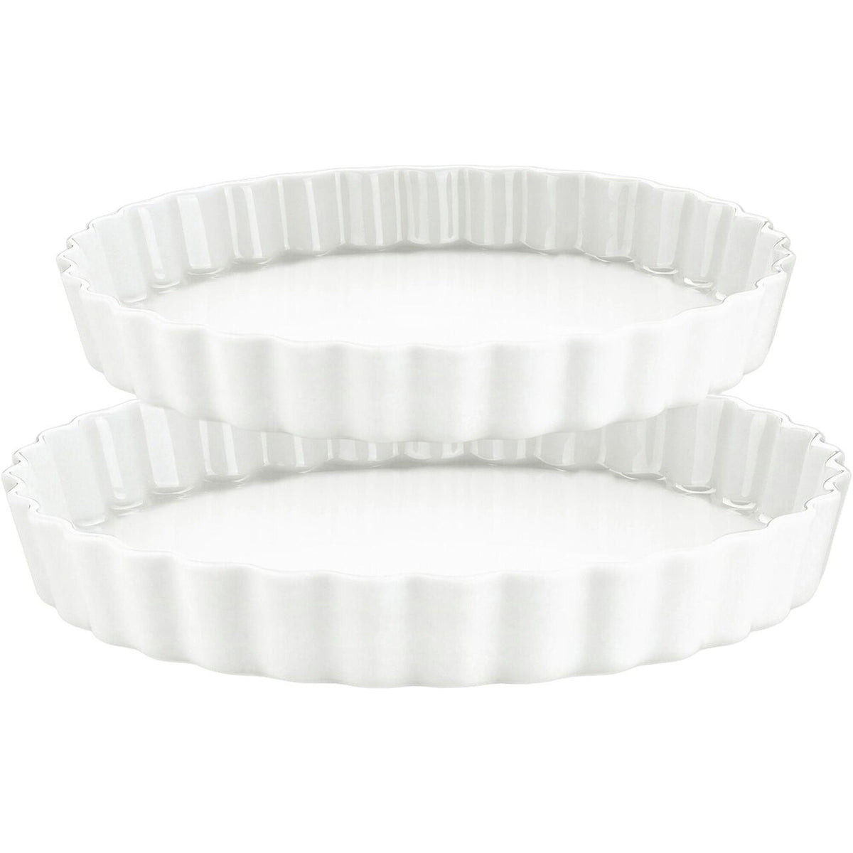 Sæt med to hvide Pillivuyt Originale tærteforme i porcelæn med bølget kant