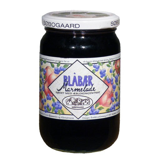 Søbogaard økologisk blåbærmarmelade sødet med æble, 390 gram