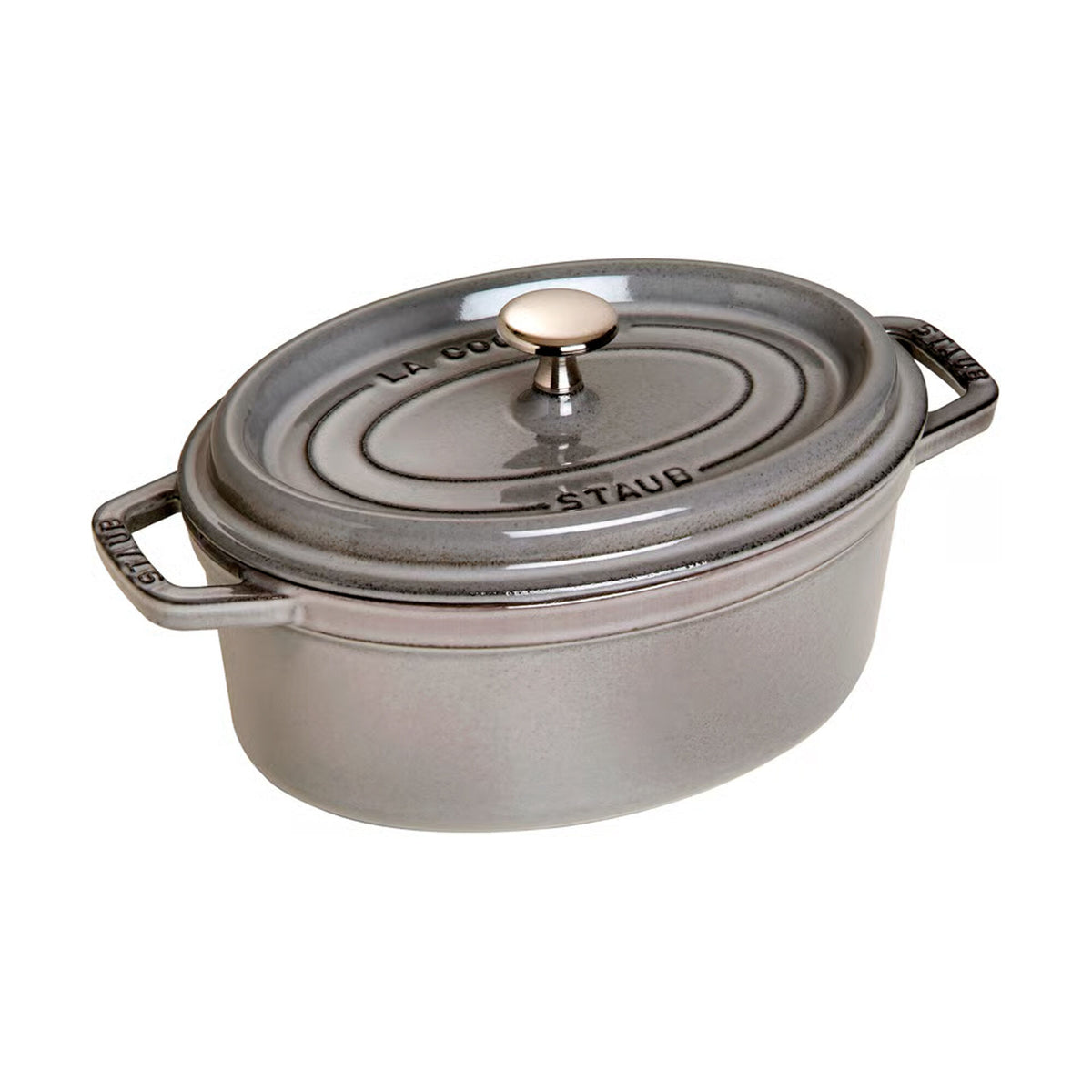 Oval støbejernsgryde fra Staub, La Cocotte, 23 cm i grafitgrå