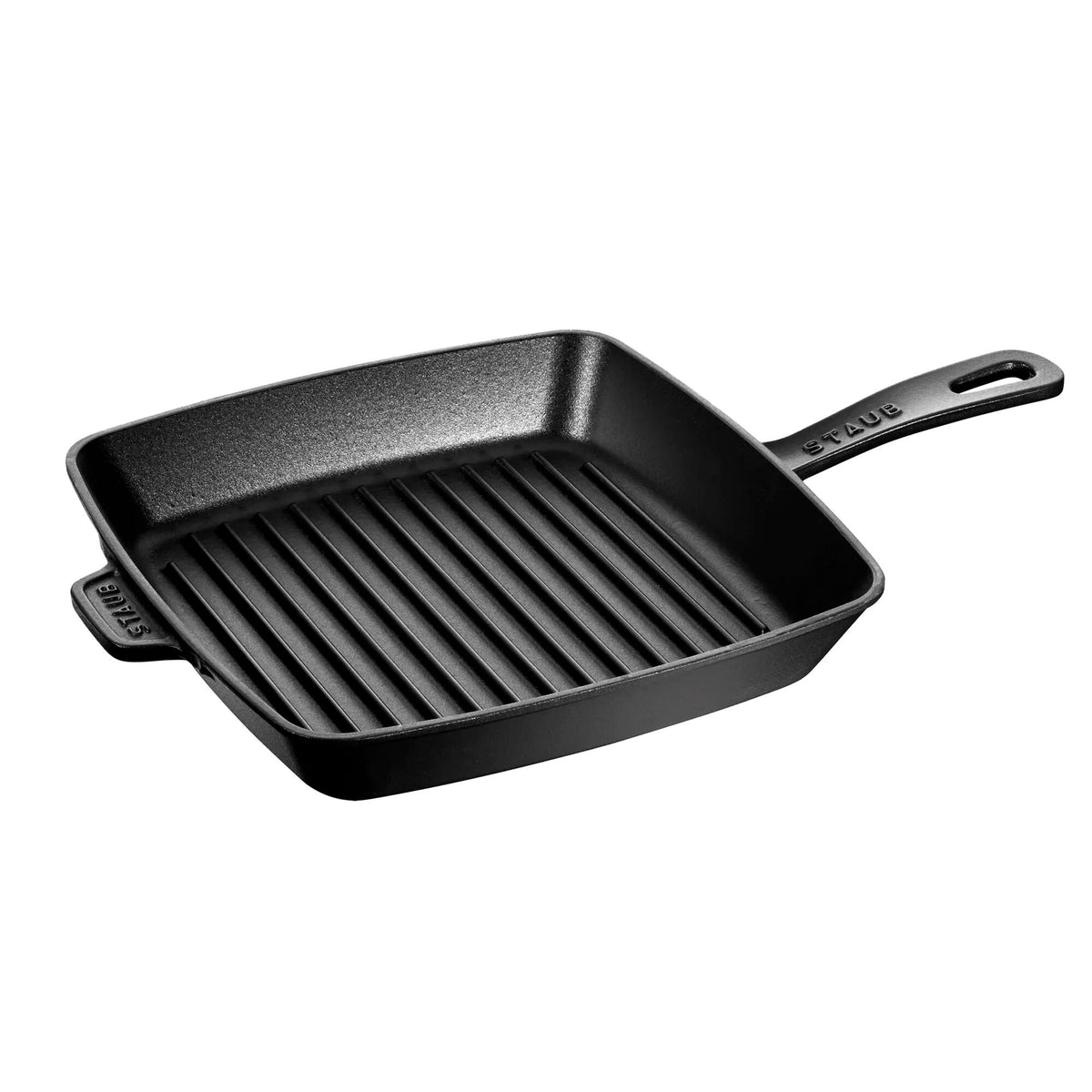 Sort firkantet Staub American Grill grillpande i massivt støbejern, 26 x 26 cm