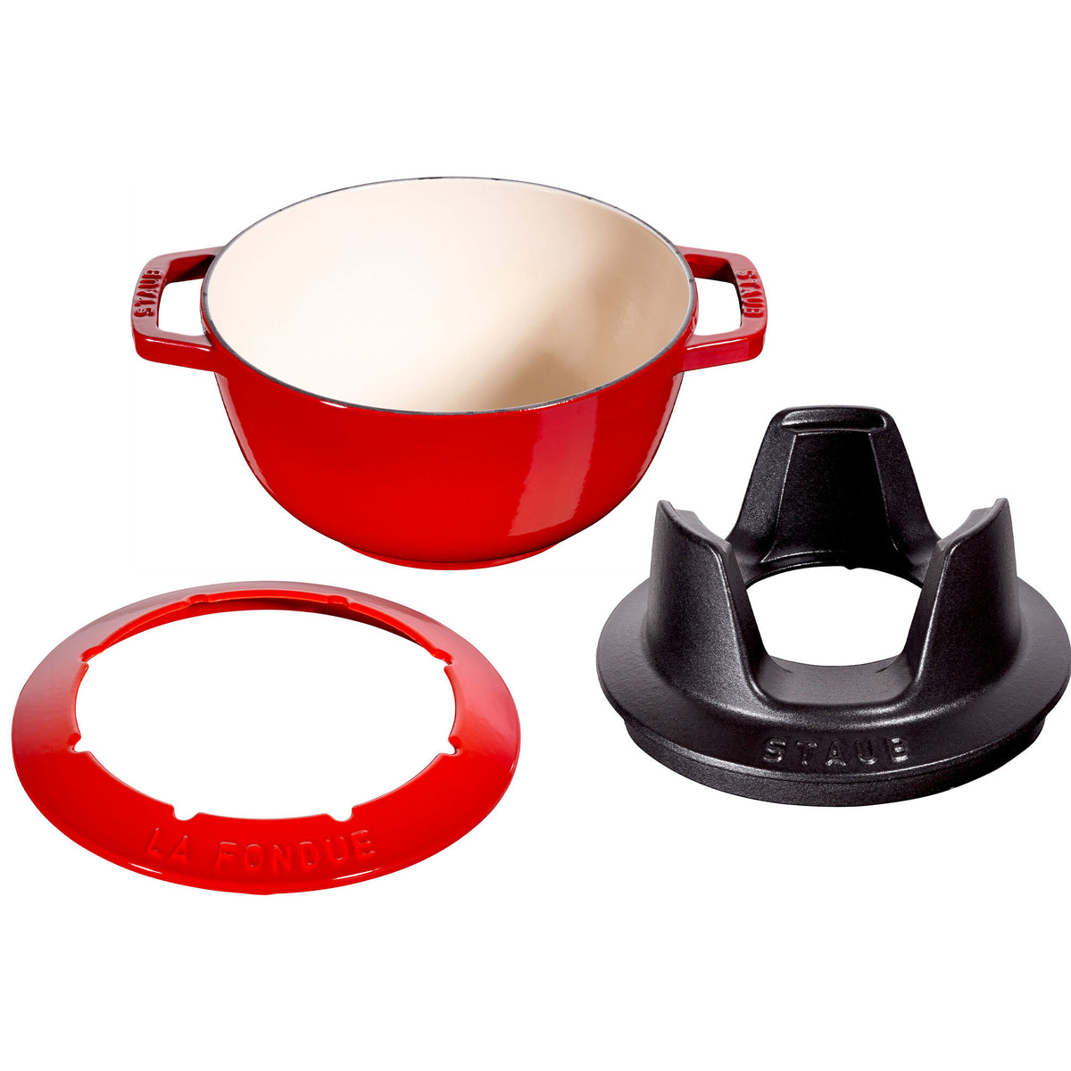 Staub fonduesæt i kirsebærrødt støbejern, 20 cm
