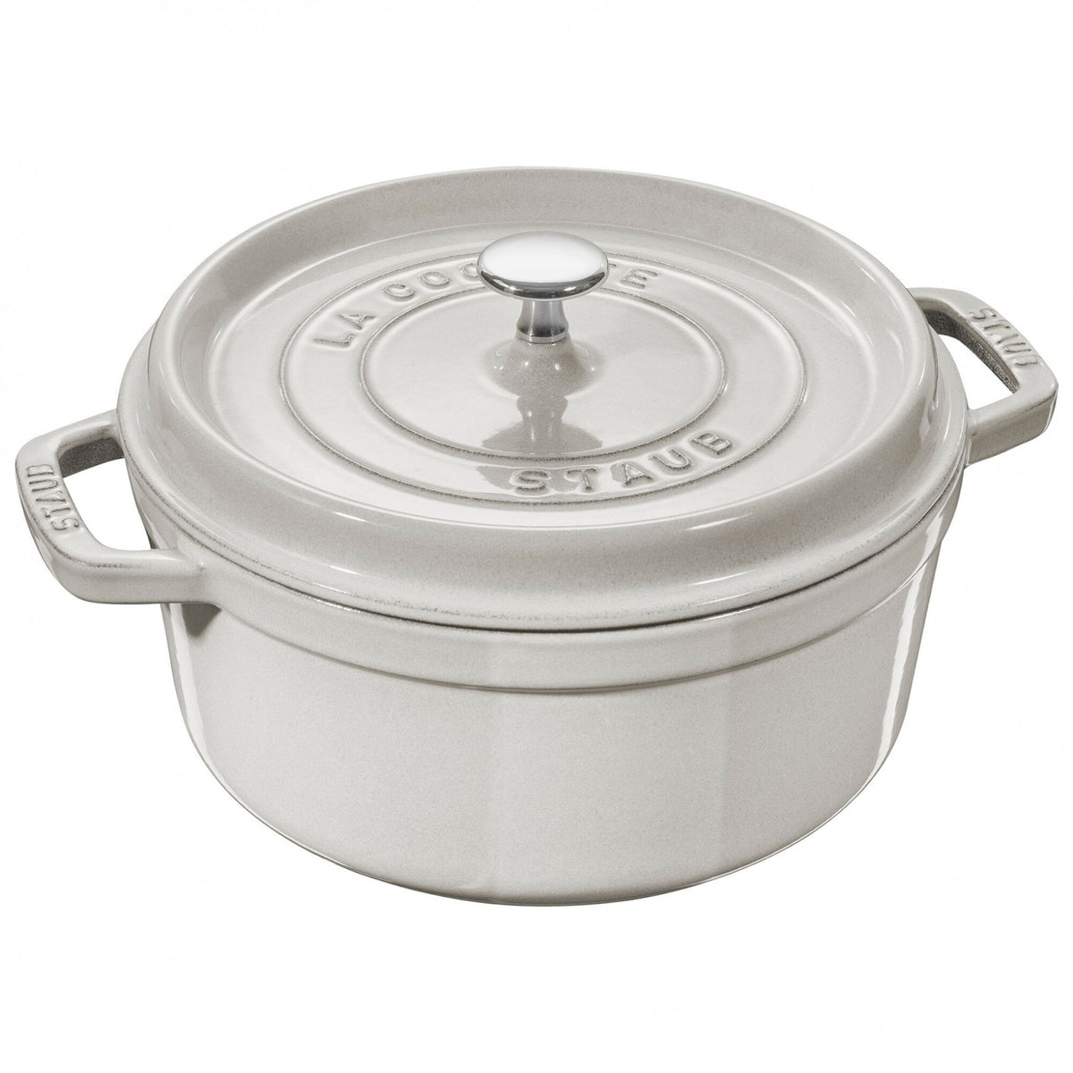 Staub La Cocotte rund støbejernsgryde 22 cm i white truffle