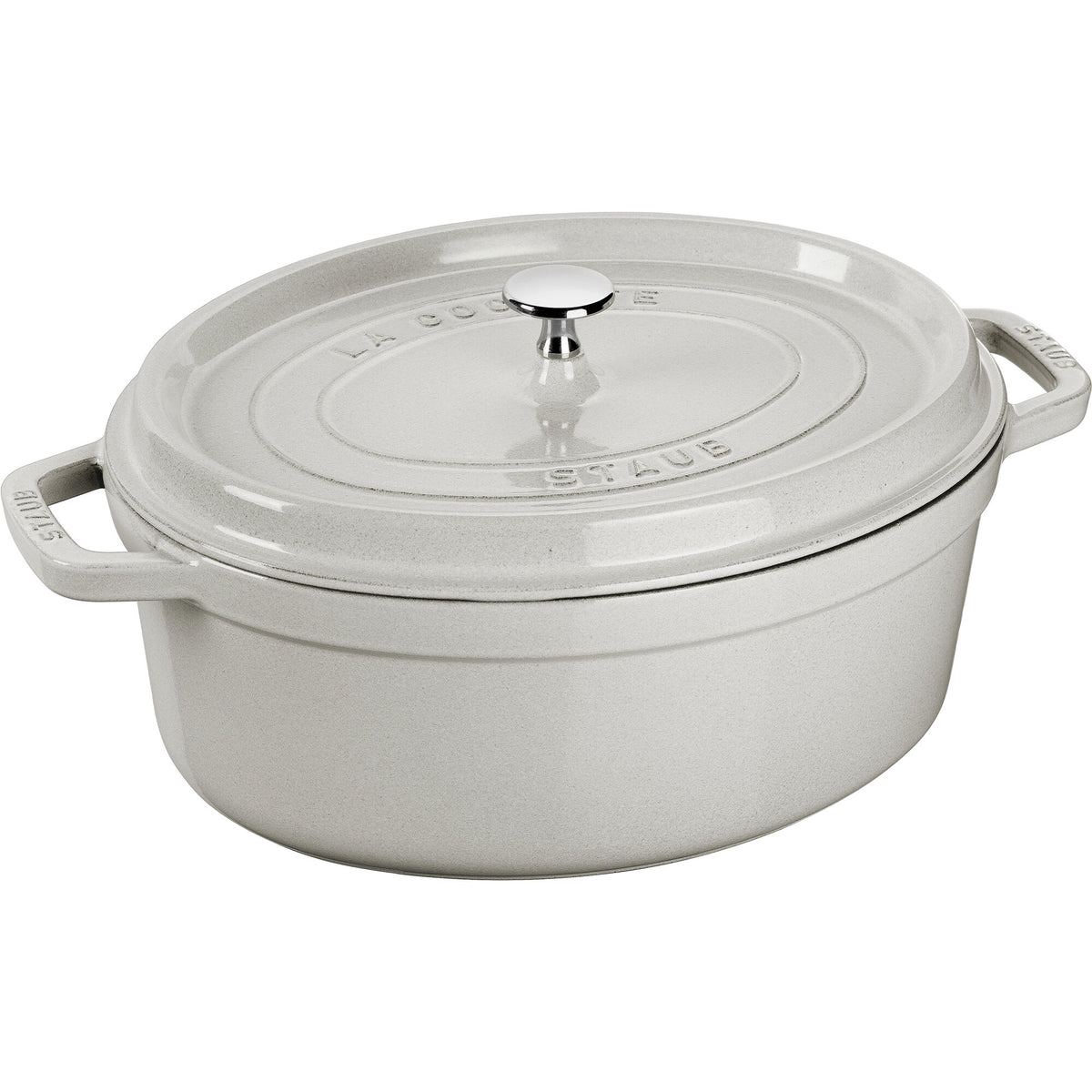 Oval Staub La Cocotte støbejernsgryde på 27 cm i nuancen White Truffle