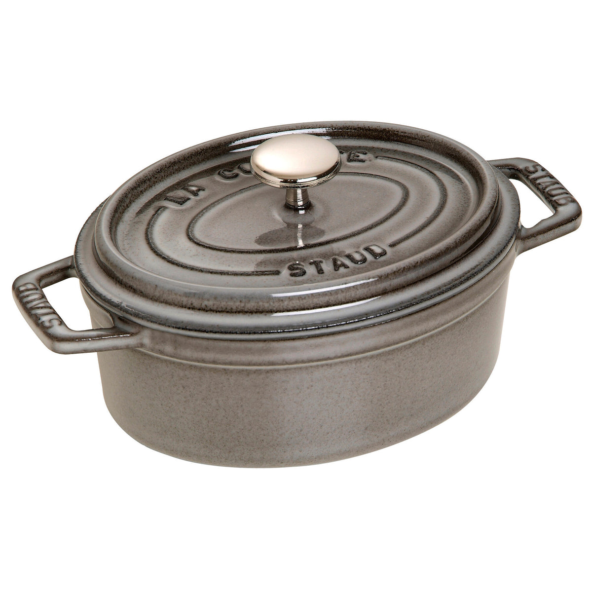 Grafitgrå oval Staub La Cocotte støbejernsgryde på 15 cm