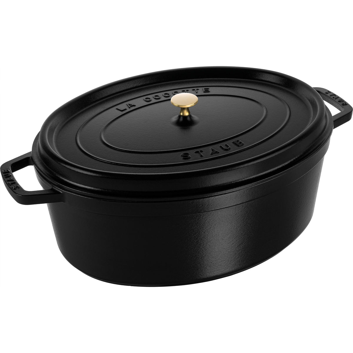 Sort oval Staub La Cocotte støbejernsgryde på 41 cm og 12 liter
