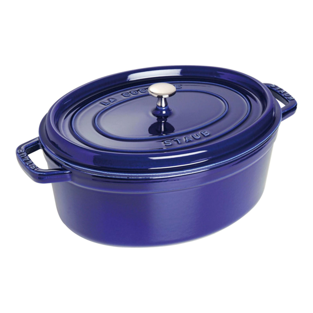 Staub La Cocotte oval støbejernsgryde 31 cm i mørkeblå emalje