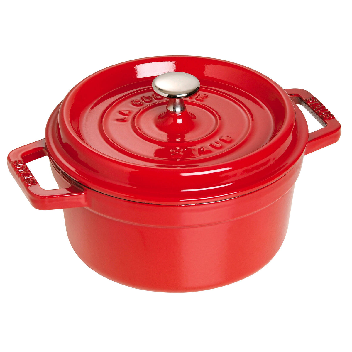 Staub La Cocotte rund støbejernsgryde i kirsebærrød emalje, 22 cm