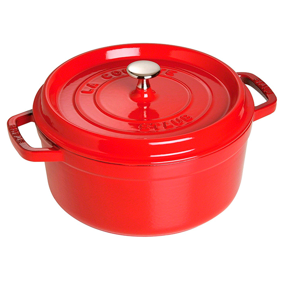 Staub La Cocotte rund støbejernsgryde i kirsebærrød, 26 cm og 5,2 liter