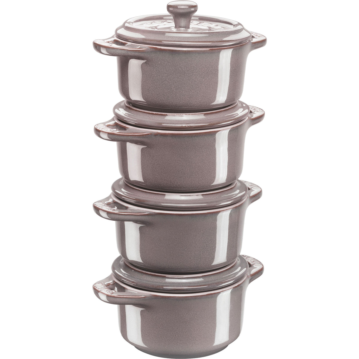 Staub Mini-Cocotte grydesæt med fire gryder i antikgrå keramik