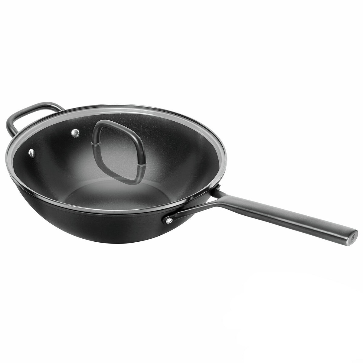 Zwilling Milano sort wok på 30 cm med glaslåg