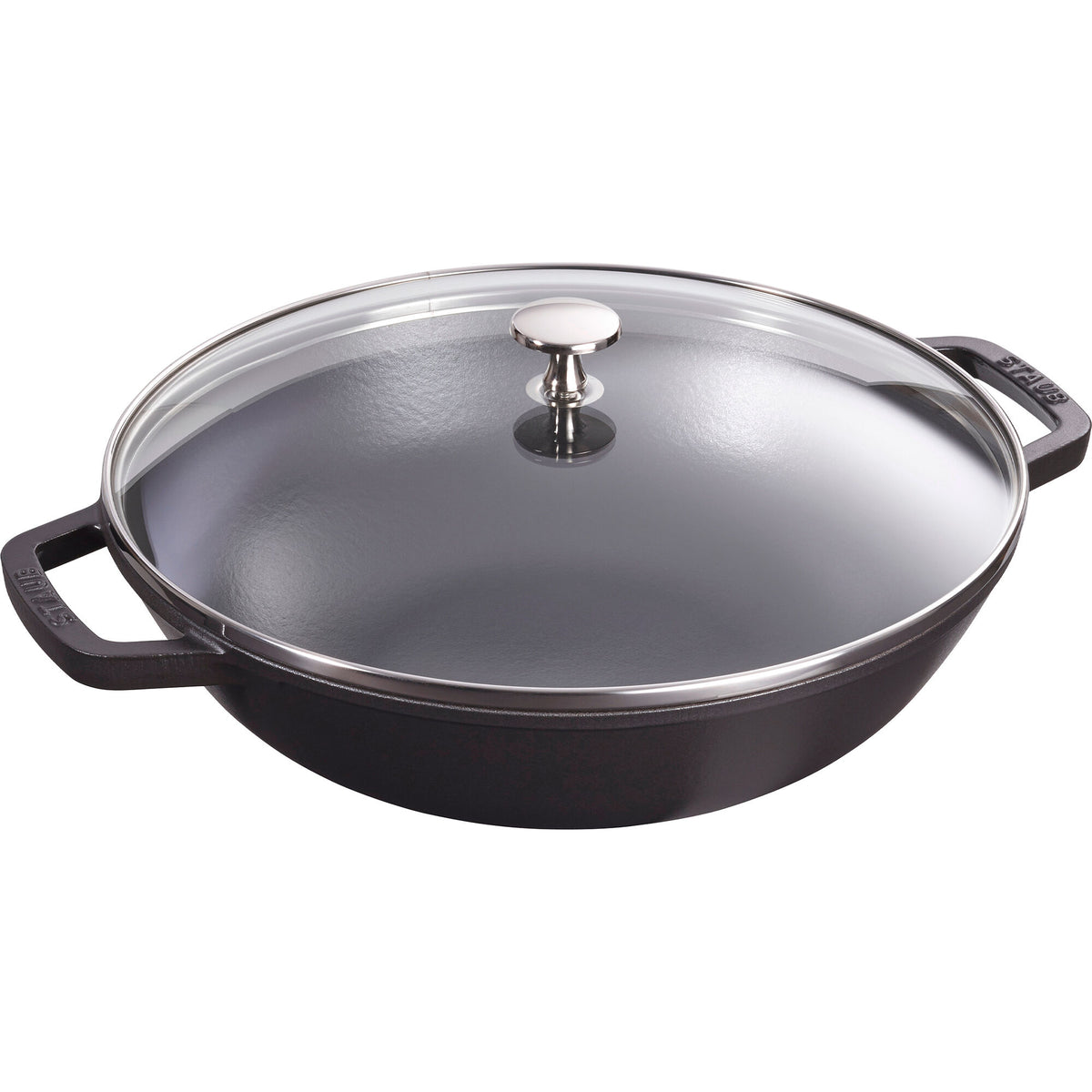 Sort Staub wok med glaslåg, 30 cm