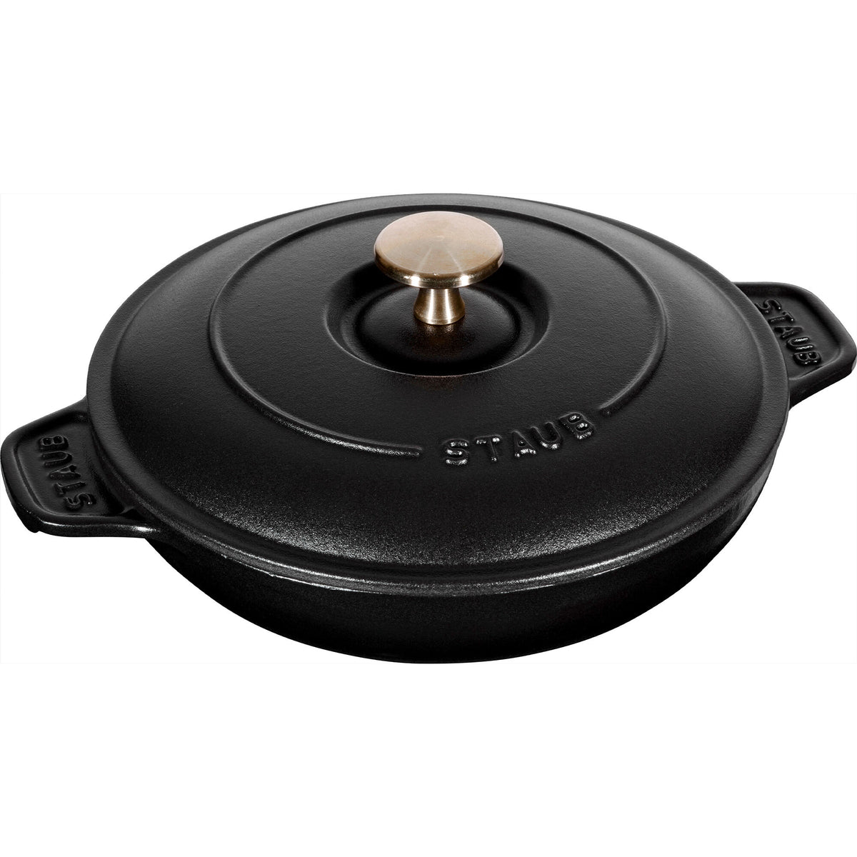 Staub rund ovnfast form i sort støbejern med låg, 20 cm