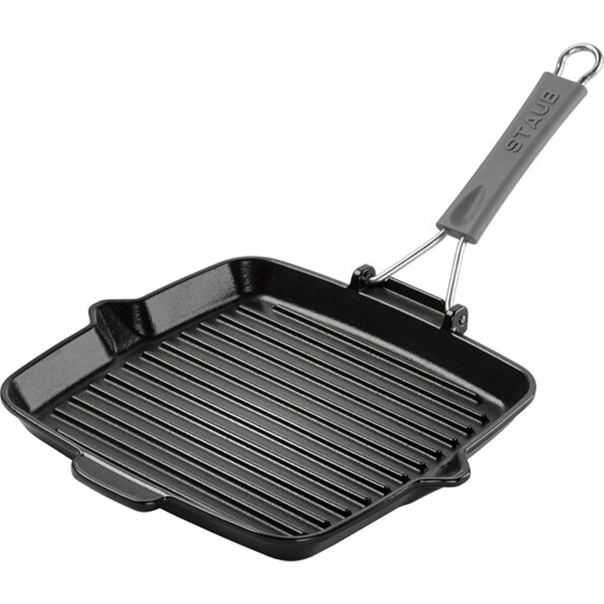 Sort kvadratisk grillpande i støbejern fra Staub, 24 x 24 cm