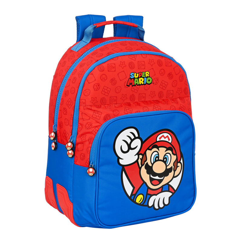 Skoletaske Super Mario Rød Blå 32 x 42 x 15 cm