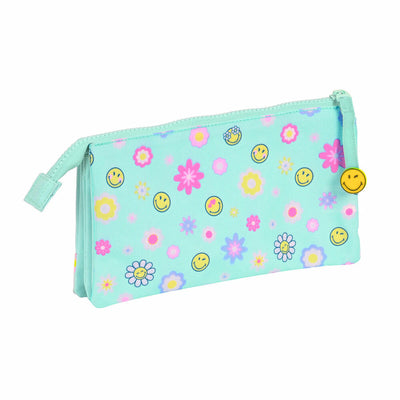 Tredobbelt bæretaske Smiley Summer fun Turkisblå (22 x 12 x 3 cm)