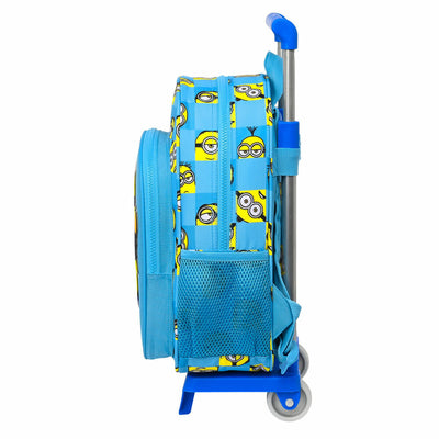 Skolerygsæk med Hjul Minions Minionstatic Blå 26 x 34 x 11 cm