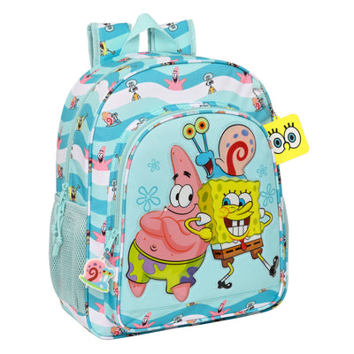 Skoletaske Spongebob Stay positive Blå Hvid 32 x 38 x 12 cm
