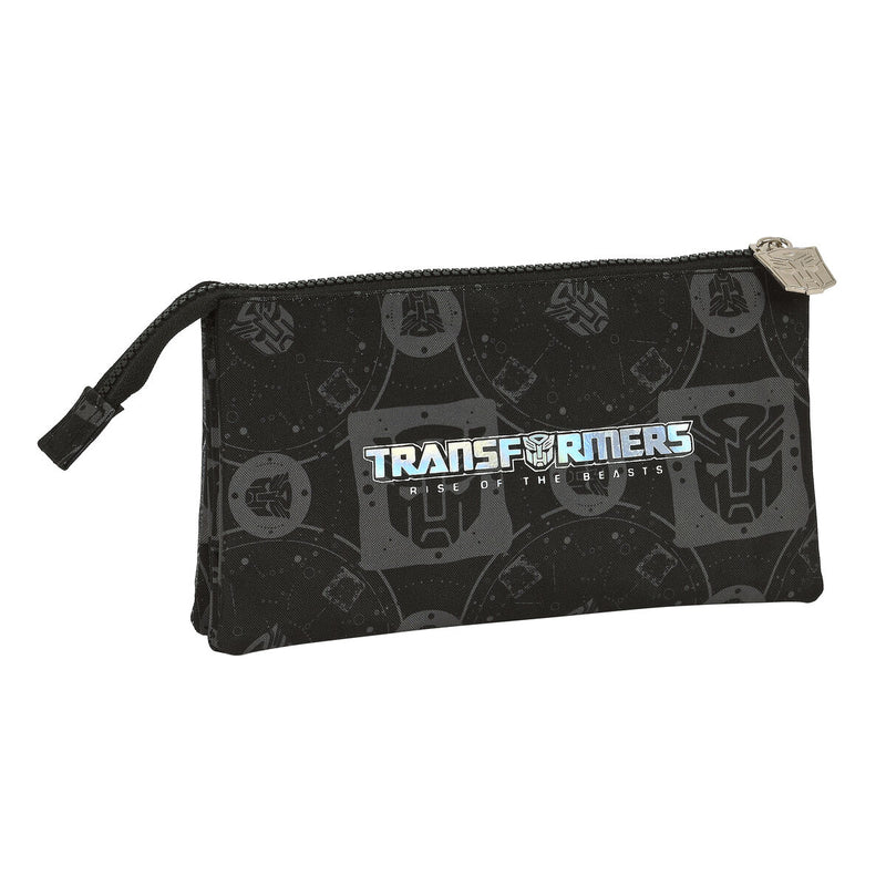 Tredobbelt bæretaske Transformers Sort 22 x 12 x 3 cm