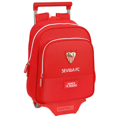 Skolerygsæk med Hjul Sevilla Fútbol Club Rød 28 x 34 x 10 cm