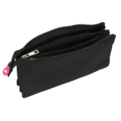 Tredobbelt bæretaske Kappa Black and pink Sort (22 x 12 x 3 cm)