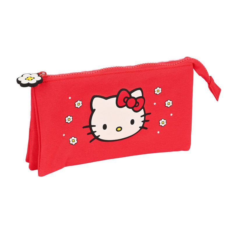 Tredobbelt bæretaske Hello Kitty Spring Rød (22 x 12 x 3 cm)