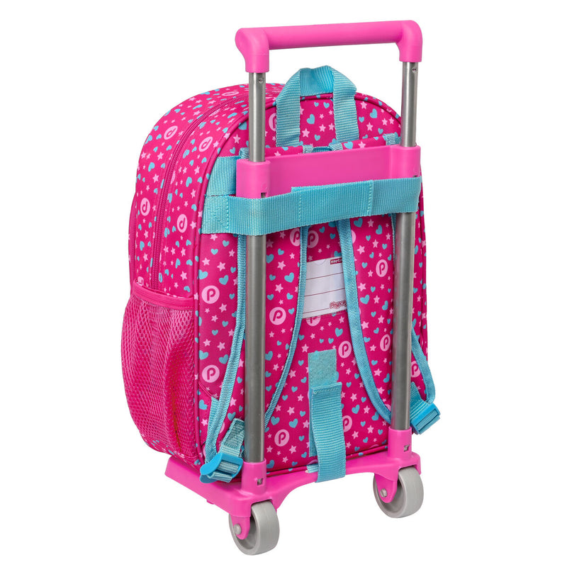 Skolerygsæk med Hjul Pinypon Blå Pink 26 x 34 x 11 cm